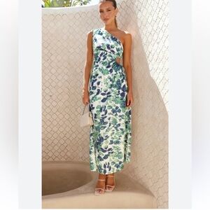 Floral Green and Blue Dress